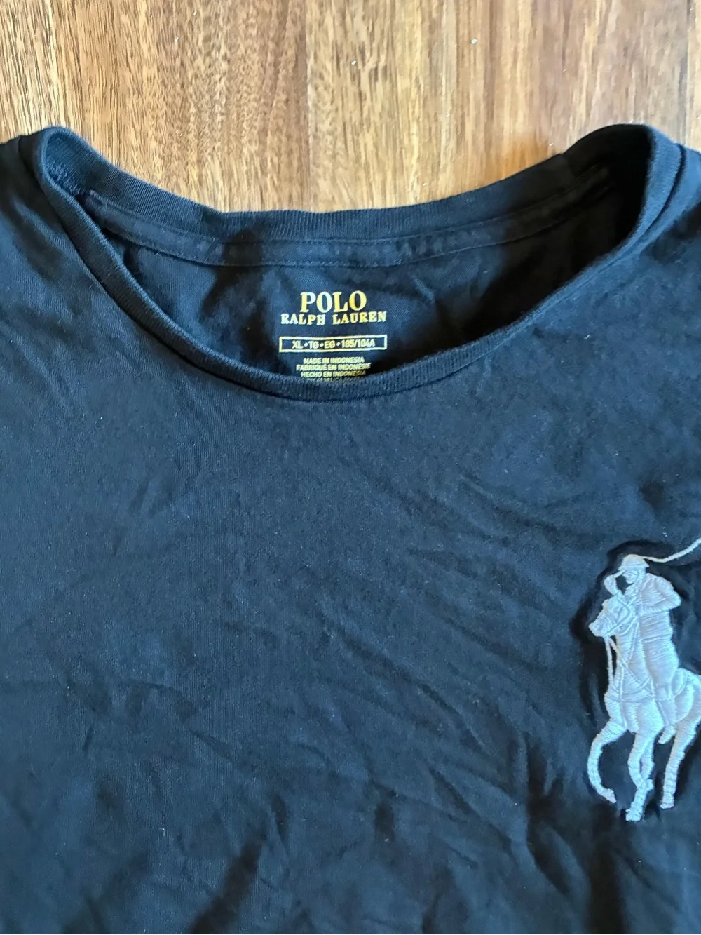 Polo Ralph Lauren Men’s Tee Shirt Big Pony Embroidered Logo Size XL Black